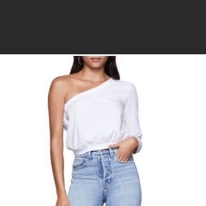 Good American. One Sleeve. Cropped. White blouse